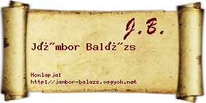 Jámbor Balázs névjegykártya